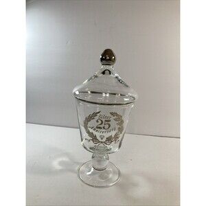 Vintage 25th Anniversary Candy Jar W/ Lid